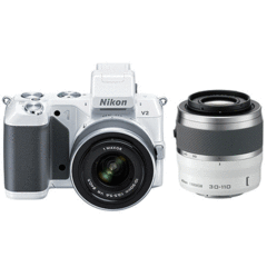 Nikon 1 V2 with 10-30 VR and 30-110 VR Kit (White)