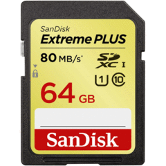 SanDisk 64GB SDXC Extreme Plus Class 10 UHS-1 80MB/s