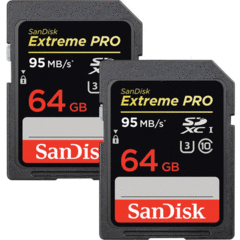 SanDisk 2-Pack of 64GB Extreme Pro UHS-I SDXC U-3
