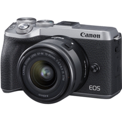 Canon EOS M6 Mark II with 15-45mm Lens and EVF-DC2 Viewfinder (Silver)