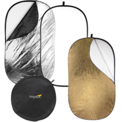 Impact 5-in-1 Collapsible Oval Reflector with Solid Gold (42x72