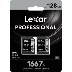 Lexar 128GB Professional 1667x UHS-II SDXC (2-Pack)
