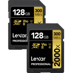Lexar 128GB Professional 2000x UHS-II SDXC (2-Pack)