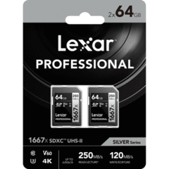 Lexar 64GB Professional 1667x UHS-II SDXC (2-Pack)