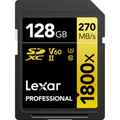 Lexar 128GB Professional 1800x UHS-II SDXC (Gold Series)