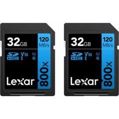 Lexar 32GB High-Performance 800x UHS-I SDHC (2 Pack)